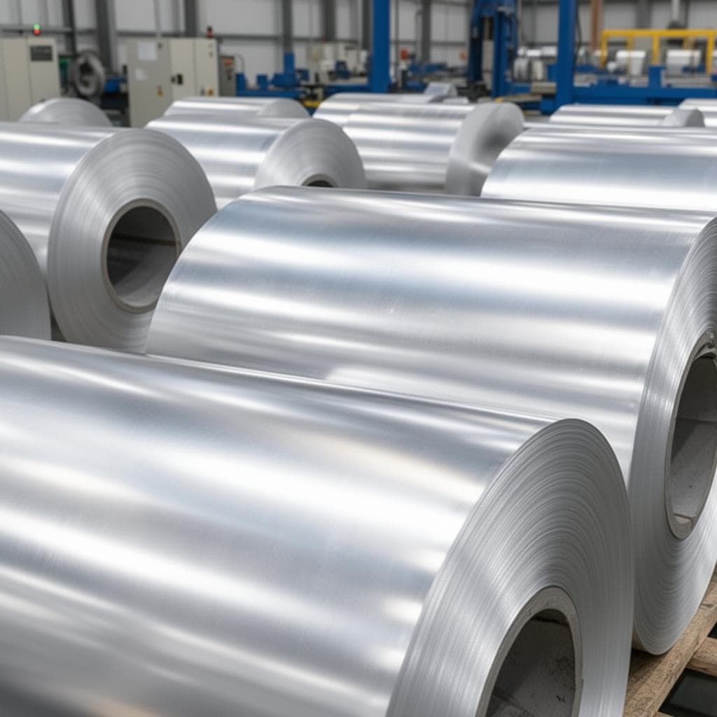 Aluminium coils in industrial facility
